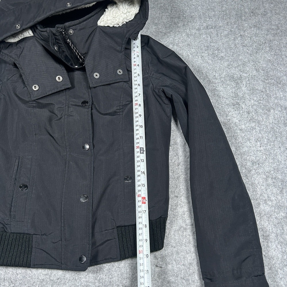 Hollister Jacket Womens Size xxs Black All Weather Hooded Sherpa Lined Y2k‎ - Picture 6 of 14